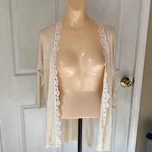 Maurice’s Lace Lightweight 3/4 Sleeve Cream Cardigan NWT